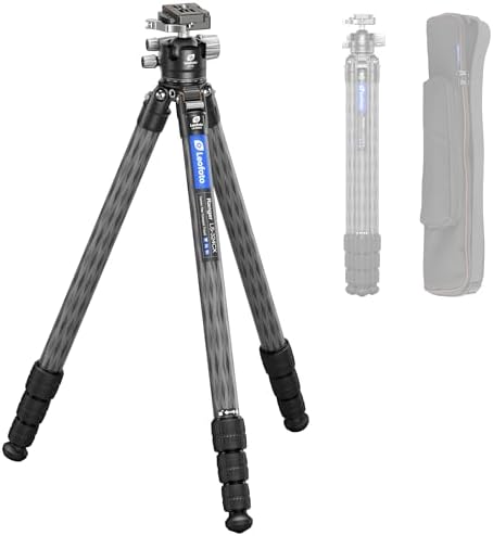 LEOFOTO 71" Carbon Fiber Travel Tripod with 360° Ball Head Set, 4 Leg Sections Lightweight Tripod with Center Column for DSLR Camera, Quick Release Plate, Max Load 15kg/33.07lb (LS Series)