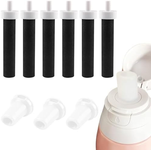 Bottle Filter Mouthpiece Replacement for Brita Water Bottle,3 Pcs Silicone Mouthpiece and 6 Pcs Filter Cartridges,Premium Silicone Bite Valve Replacement Parts Compatible with Brita Filters Bottles