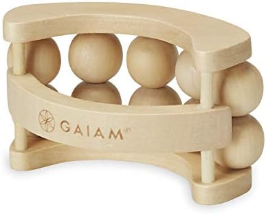Gaiam Relax Massage Ball Roller, Handheld Wooden Tool