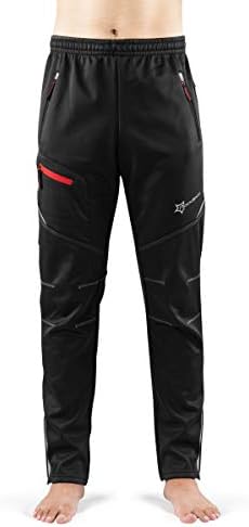 ROCKBROS Cycling Pants for Men Windproof Thermal Fleece Winter Athletic Bike Pants Cold Weather for Running Hiking