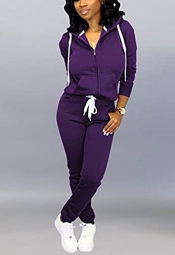 Mrskoala Two Piece Outfits for Women Tracksuit Sweat Suits Workout Jogging Sets Loungewear with Pocket Wine Red XXL