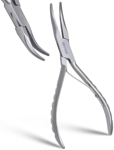 Fish Bone Pliers Curved 6.5" Stainless Steel Japanese Made Needle Nose Pliers for Premium Food Grade Fish Bone Tweezers with Heavy Duty Pin Bone Remover with Non-Slip Grip Fish Deboning Plier.