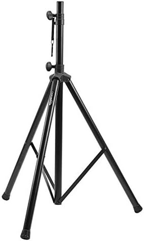 Amazon Basics Adjustable Height Tripod Speaker Stand, Sturdy Steel, Holds up to 99.2 lbs, 52" to 73", Black