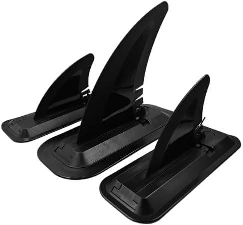 LOOEEL 3PCS Surfing Fins, Inflatable Paddle Board Fins, 1 PCS 7-inch and 1 Pairs 4-inch Center Fin with Base,Detachable Fin Dock Tail Fin for Long Board Paddle Board Surfboard Surfing Kayak Fin-Black