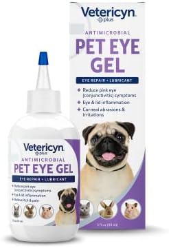 Vetericyn Plus Pet Eye Gel | Dog and Cat Eye Ointment Alternative to Lubricate and Relieve Eye Irritations and Abrasions, Reduce Symptoms of Pink Eye in Dogs and Cats. 3 ounces