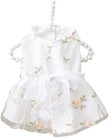 Dog Princess Dress Outfit Puppy Skirt Lace Shining Embroidered Bowknot Pet Clothes for Wedding Birthday Party Cat Apparel XX-Large