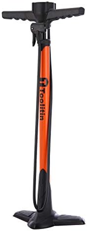 TOOLITIN Pro Bike Pump, Ergonomic Bicycle Pump with Integrated Handle Mounted Pressure Gauge, 180 Psi, Fits Presta and Schrader Valve