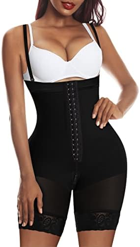 YIANNA Fajas Colombianas Postpartum Tummy Control Shapewear for Women Body Shaper Girdles Butt Lifter Compression Garment with Zipper Crotch, YA7243-Black-3XL
