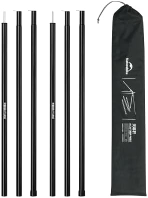 Naturehike Heavy Duty Tent Poles for Tarp, Steel Tarp Poles for Camping Awning Canopy, 0.75in Diameter 3-Section Replacement Poles for Hiking Backpacking, 1.7m(5.6ft) 2-Pack Black