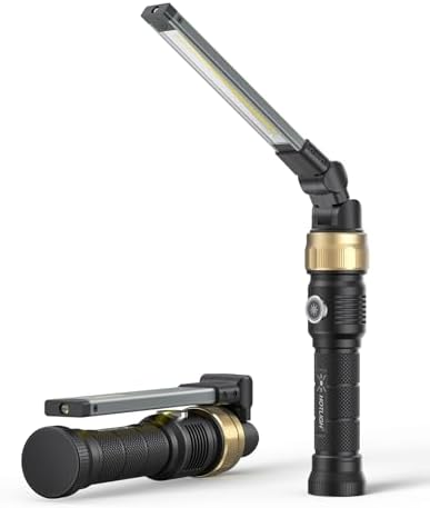 HOTLIGH Rechaegeable Work Light, 5000mAh Magnetic Flashlight with 360° Rotate Foldable Design, 1200 Lumens Led Work Light, Mechanic Light for Car Repairing/Emergency,Fathers Day Dad Gifts