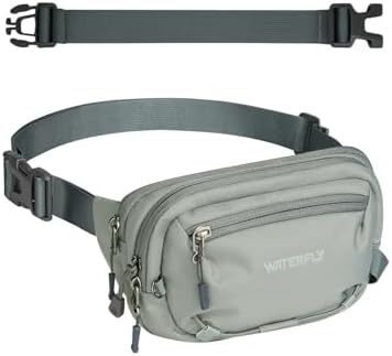 WATERFLY Small RFID Fanny Pack: 1.5L Waist Bag 12" Extender Belt for Hiking