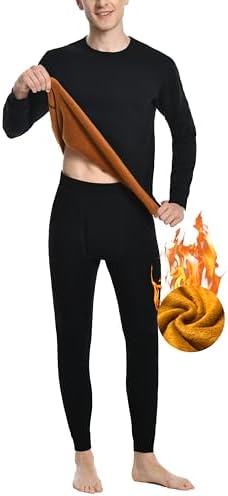 Nutria Mens Thermal Underwear Set Thick Fleece Lined Heavyweight Outdoor Baselayer Extreme Cold Weather Winter Ultra-Warm U10