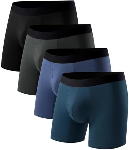 Men's Boxer Briefs Soft Breathable Stretch Cotton Underwear 4-Pack