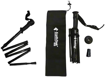 Earth Trek Gear Compact Adjustable Hiking Poles - Folding Walking Stick & Trekking Poles for Walking, Hiking, and Walking - Lightweight Aluminum, 45-50" Height