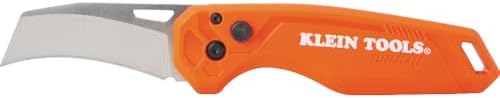 Klein Tools 44321 Folding Utility Pocket Knife, Compact EDC with Hawkbill Knife Blade, Button Lock, Pocket Clip, and Tether Hole