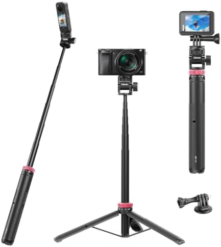ULANZI MT-71 Tripod Selfie Stick & Vlog Handle with Magnetic Quick Release&1/4'' Screw, 59in Extendable Lightweight Tripod Stand (7-Section) for DJI Pocket 3/Insta360 X5 X4 X3 Series