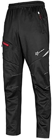 ROCKBROS Cycling Pants for Men Windproof Thermal Fleece Winter Athletic Bike Pants Cold Weather for Running Hiking