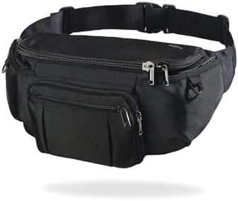 Sports Fanny Pack for Men Women, Outdoor Waist Pack Bag with 6 Zipper Pockets, Super Capacity Bum Bag with Adjustable Belt for Traveling Hiking Cycling Workout Casual