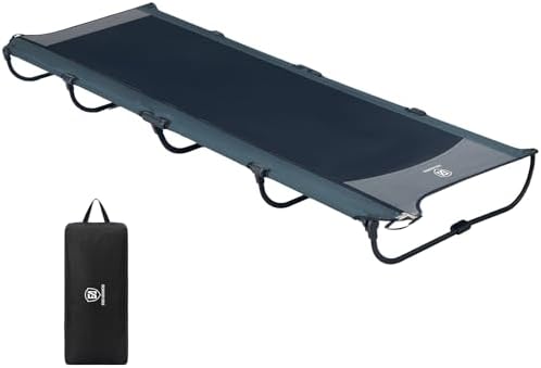 EVER ADVANCED Ultralight Aluminum Camping Cot – 20-Second Fast Fold, Zipper Carry Case, Supports 225Lbs, Compact for Travel & Outdoor, Black