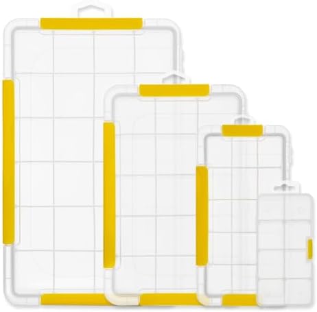 DOWELL Tackle Boxes, Plastic Tackle Storage Box Set, 4 Assorted Sizes with Removable Dividers, Fishing Tackle & Parts Organizer (4 Packs Trays)