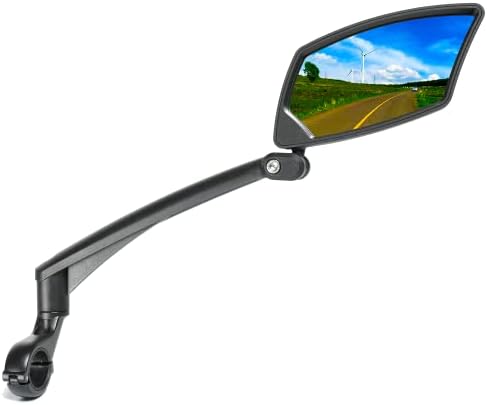 BriskMore Handlebar Bike Mirror - Crystal Clear HD Glass, 360° Adjustable&Foldable Mirror for Safe Riding, Wide Angle Rearview for E-Bikes, Mountain Bikes & Scooters,Bicycle Mirror