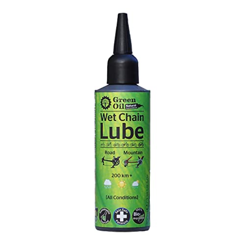 GREEN OIL - Wet Chain Lube for Road & Mountain Bikes | Long Lasting, Anti Rust Protection for All Bikes | Smooth Rides in All Weather | Non Toxic & Natural, Award Winning Formula from UK 100ml, 1 Pack