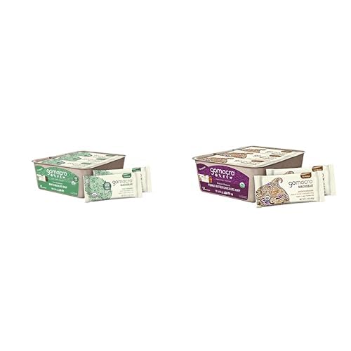 GoMacro MacroBar Organic Vegan Protein Bars - Mint Chocolate Chip & Peanut Butter Chocolate Chip (2.3 Ounce Bars, 12 Count) (Pack of 2)