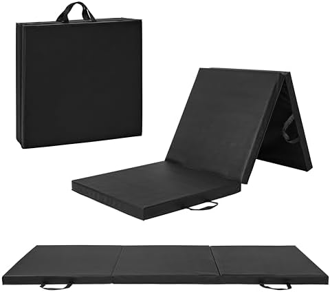 CAP Barbell Folding Exercise Mat – Durable, Anti-Tear, Thick Padding for Fitness, Aerobics, Gymnastics & Home Workouts. 72"L x 24"W x 2"Thick. BLACK