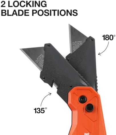 Klein Tools 44306 FLICKBLADE 2-in-1 Folding Utility Knife and Scraper with Built-In Blade Storage, Dual Locking Positions, Includes 3 Triple-Ground Carbon Steel Blades