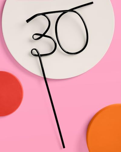 xo, Fetti 30th Birthday Party XL Black 30 Straw | Bday Decorations, Thirty, Millennial Birthday Girl Gift, Bday Drinkware Supplies, Funny Gag Gift, 30 Flirty and Thriving (Pack of 2)
