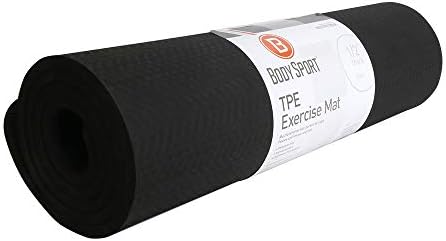 BodySport TPE Exercise Mat for Men and Women – Workout Mat – Perfect for Gyms and Fitness Training – ½ in. Thick, 72 in. Long, Black