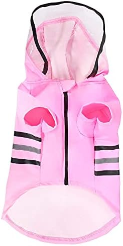 Wizland Reflective Dog Raincoat Dog Rain Jacket with Hood Lightweight Waterproof Rain Coat for Puppies (Pink XS)