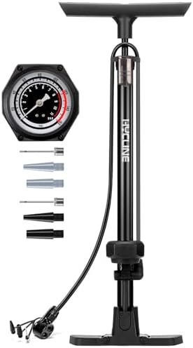 Hycline Bike Floor Pump with 160 PSI High Pressure Gauge - Full Size