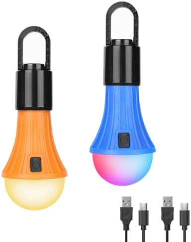 Lepro LED Rechargeable Camping Lantern with 7 RGBW Light Modes, 2Packs