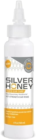 Absorbine Silver Honey Rapid Ear Care Vet Strength Ear Rinse, 4oz, Manuka Honey &amp; MicroSilver BG, Safe for Dogs &amp; Cats