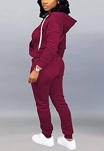 Mrskoala Two Piece Outfits for Women Tracksuit Sweat Suits Workout Jogging Sets Loungewear with Pocket Wine Red XXL