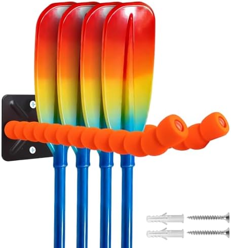 Paddles Storage Wall Rack Kayak Paddle Holder Garage with Sponge Protective Cover Metal Oars Holder, Kayak Storage, Canoe Paddles, Indoor Organizer