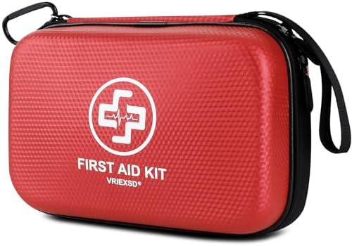 VRIEXSD Premium 320-Piece First Aid Kit, Waterproof EVA Hard Shell Case,Red