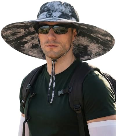 Mens Sun Hat Super Wide Brim Waterproof Breathable Bucket Hats for Men