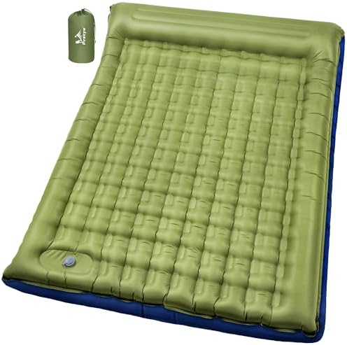 Double Camping Pad 5.5" Ultra-Thick with Pillow & Built-in Foot Pump