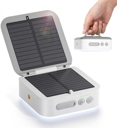 Solar Camping Lantern Rechargeable, 5200mAh Camping Lights 3000LM Camping Lights up to 144 Hours 5 Light Modes, IPX5 Waterproof Lanterns for Power Outages Portable Power Supply