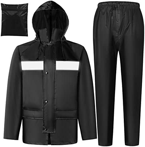 Rain Gear for Men Women Waterproof Lightweight Rain Suits Hideaway Hood Rain Jacket and Rain Pants for Outdoor