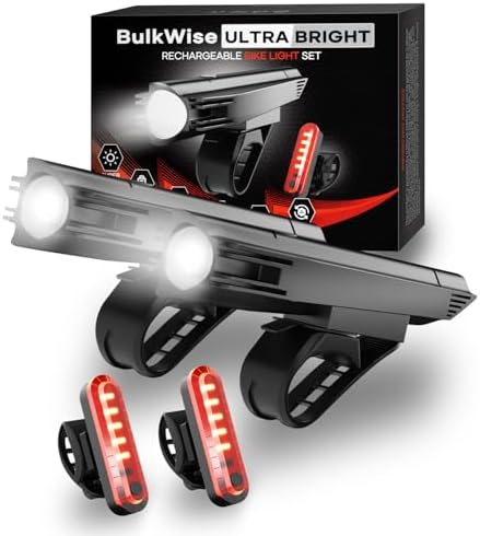 Rechargeable Bike Lights Powerful Headlight and Taillight Set
