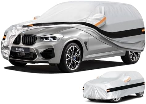10 Layer SUV Car Cover Waterproof All Weather,100% Waterproof Outdoor SUV Car Covers Rain Snow UV Dust Protection. Custom Fit for BMW X3, Audi Q5,Jeep Wrangler, Chevy Equinox,etc Silver