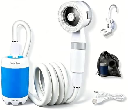 Portable Shower, USB Rechargeable Camping Shower Pump with Adjustable Pressure Head for Camping, Beach, Pet Bath, Car Wash, Garden & Travel Emergency