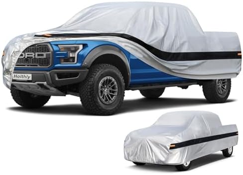 10 LayerTruck Cover Waterproof All Weather. Pickup Truck Cover Rain Snow UV Dust Protection. Length: 221-235 inches, Universal Fit for Ford F150 Chevy Silverado Dodge Ram 1500.