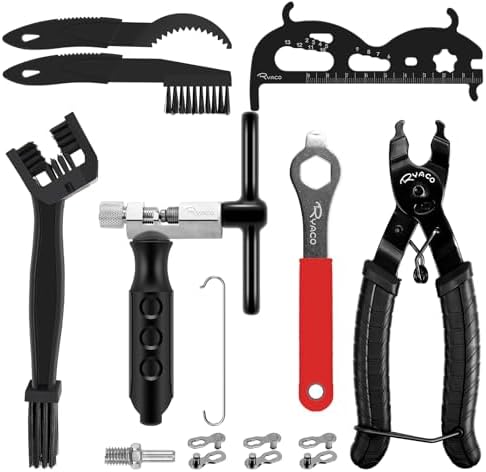 Ryaco 12PCS Bike Chain Tool Sets (2025News) 3PCS Bicycle Cleaning Brush, Bicycle Link Plier, Chain Cutter Checker, Bike Missing Links, Wrench Kits Suit for 6-12 Speed Chain, Road Mountain Sports Bike