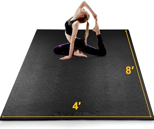 BesWin Large Exercise Mat 8' x 4'(8mm), Extra Thick Workout Mats for Home Gym Flooring, High Density Non-Slip Gym Mats Fitness Mat for Cardio, Weights, Jump Rope, Fitness - Use With or Without Shoes