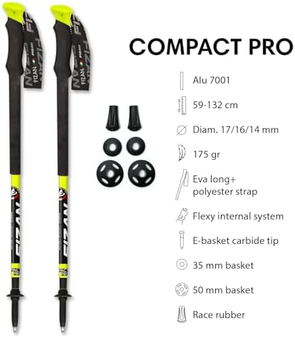 Fizan Compact Pro - 6.1 oz Ultralight Adjustable Trekking Poles for Trail Running and Hiking