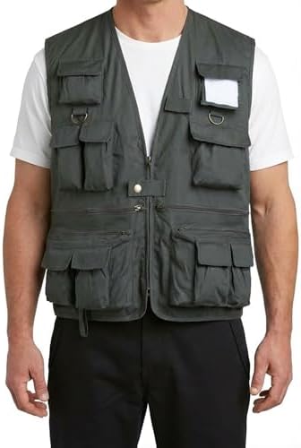 BACKBONE Men's Multi‑Pocket Travel Utility Vest, Outdoor Photography Safari Vest
